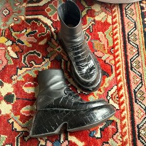 Loewe Croc Embossed Loafer Boot